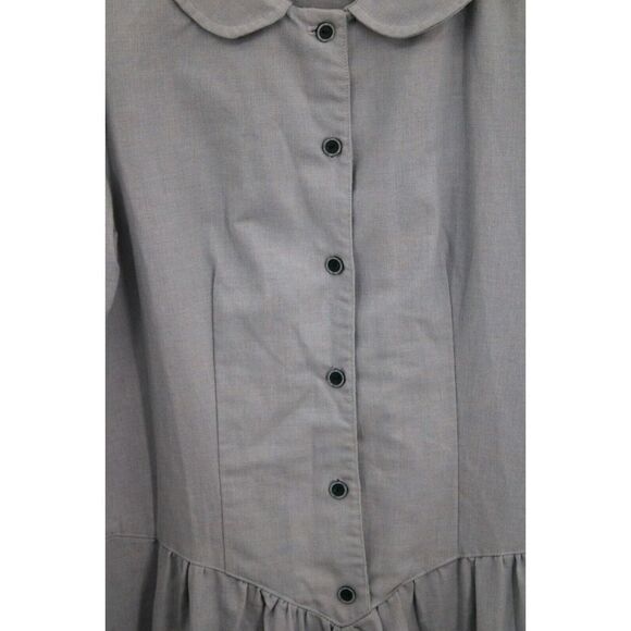 HANDMADE PRAIRIE DRESS PUFF SHOULDER PETERPAN COLLAR YOLK WAIST SIZE M BLUE LS - Picture 3 of 7